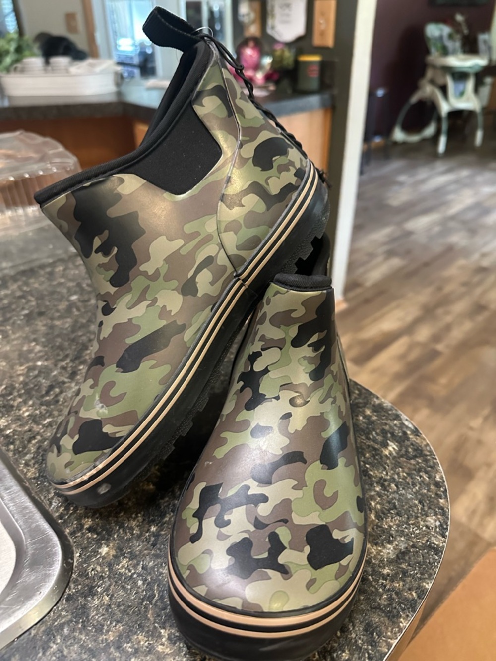 Magellan Outdoors Kids Camo Rain Boots in Olive Green